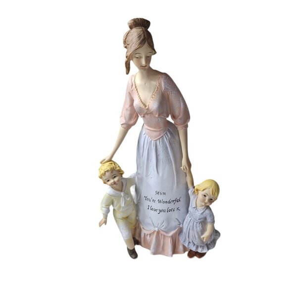 European Figurine Mum Children Mom Wonderful 12 Inches Tall Lightweight Gift - Picture 14 of 14